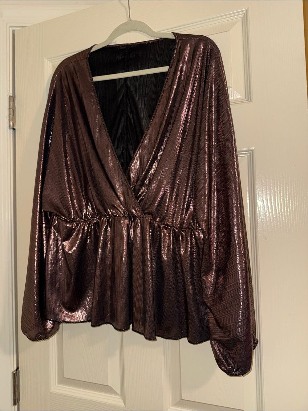 SHEIN Shimmery Wrap-Front Blouse